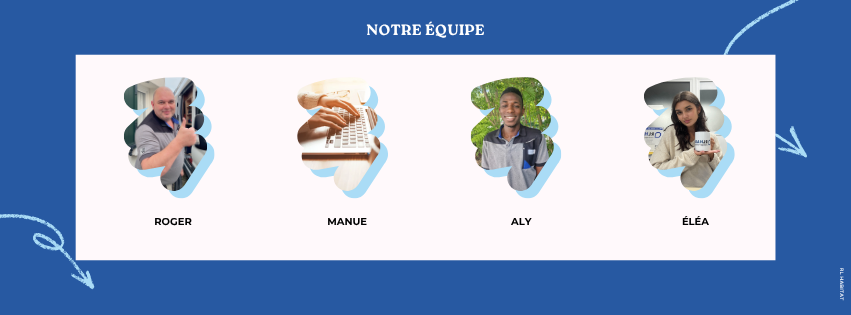 Bannière représentant les photos des membres de l'équipe RL Habitat